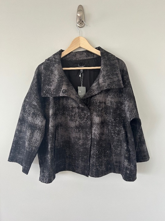 Eileen Fisher Jackets & Blazers - NWT Eileen Fisher Grandeur Jacquard High Collar Jack in Charcoal Sz Small